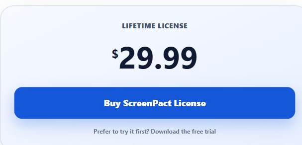 ScreenPact lifetime-license purchase card