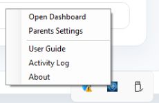ScreenPact system tray menu with Parent Settings highlighted