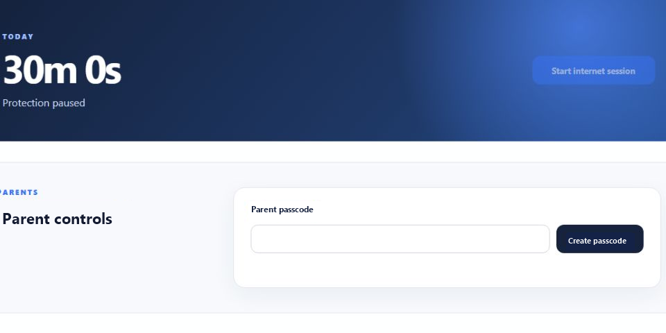 Create a new parent passcode after registration verification