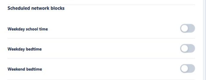 Scheduled network block controls