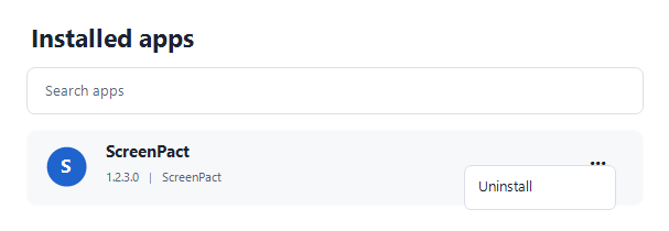 ScreenPact in Windows Installed apps