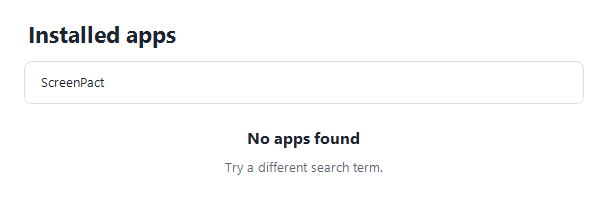 Windows Installed apps after ScreenPact removal